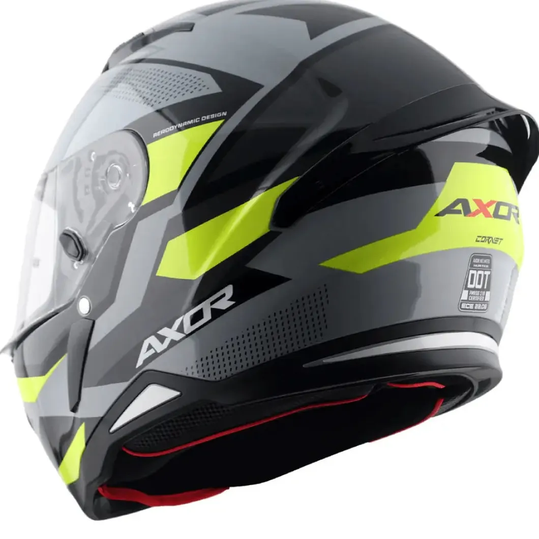 AXOR Helmets HUNTER CORNET CASCHI INTEGRALE NERO OPACO GIALLO FLUO