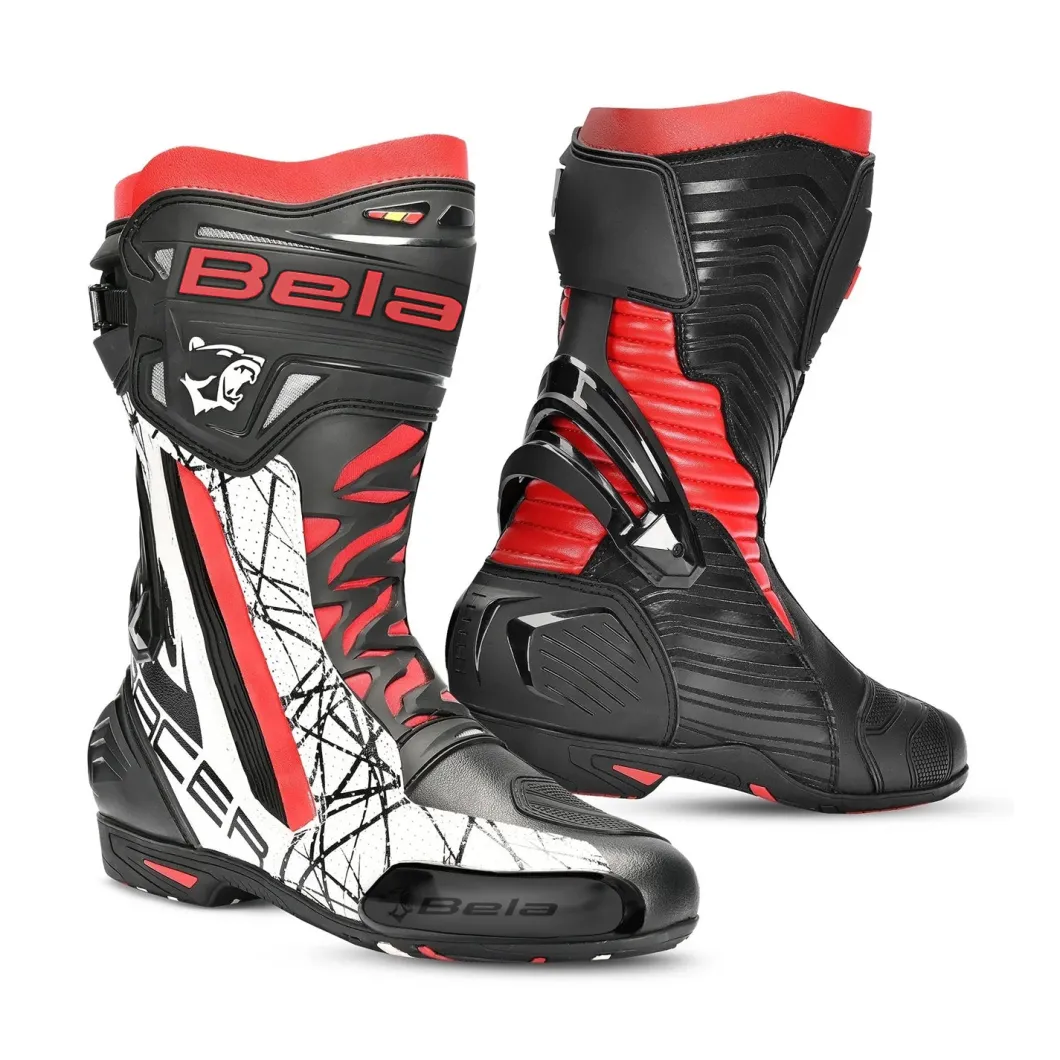 Bela Air Rider Racing Motorcycle Boots Black Red