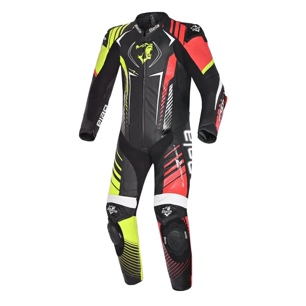 Bela Aragone Black/Red/Yellow Full-Length Motorcycle Suit (1 PC)
