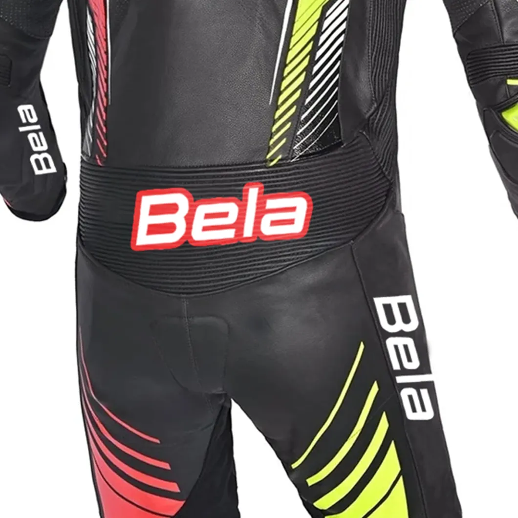 Bela Aragone Black/Red/Yellow Full-Length Motorcycle Suit (1 PC)