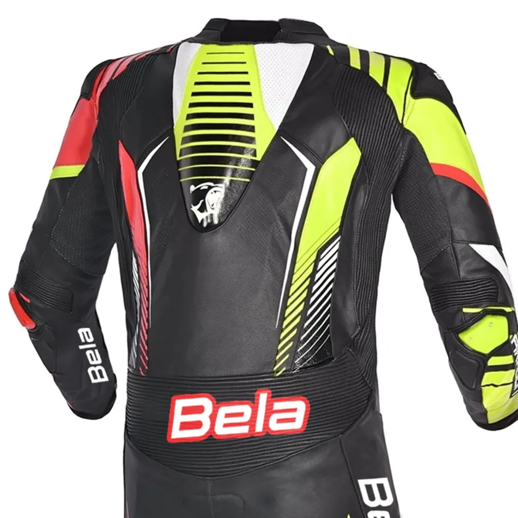 Bela Aragone Black/Red/Yellow Full-Length Motorcycle Suit (1 PC)