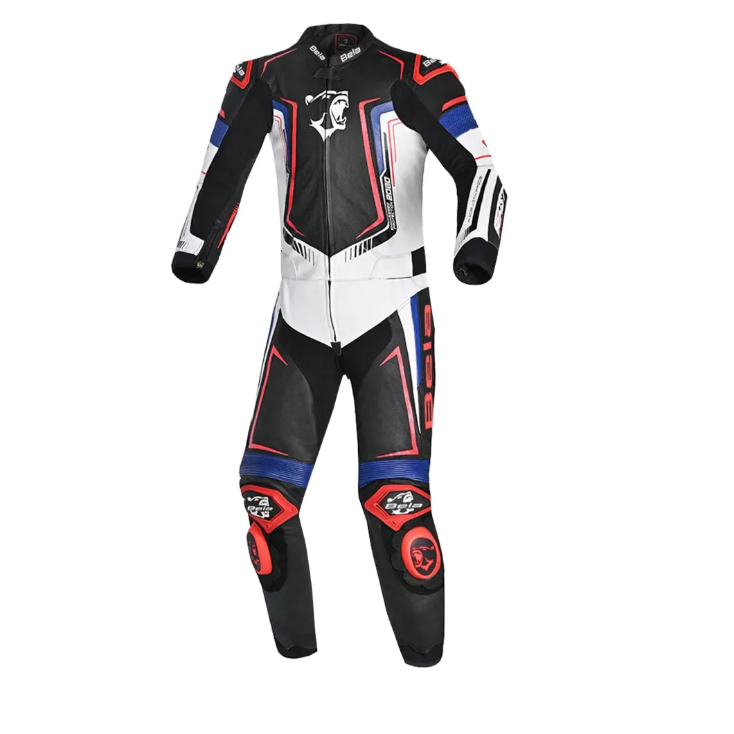 BELA BEAST 2 PC TUTA DI MOTO NERO BIANCO BLU ROSSO