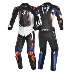 BELA BEAST 2 PC TUTA DI MOTO NERO BIANCO BLU ROSSO