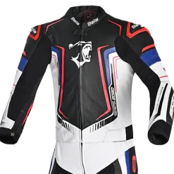 BELA BEAST 2 PC TUTA DI MOTO NERO BIANCO BLU ROSSO