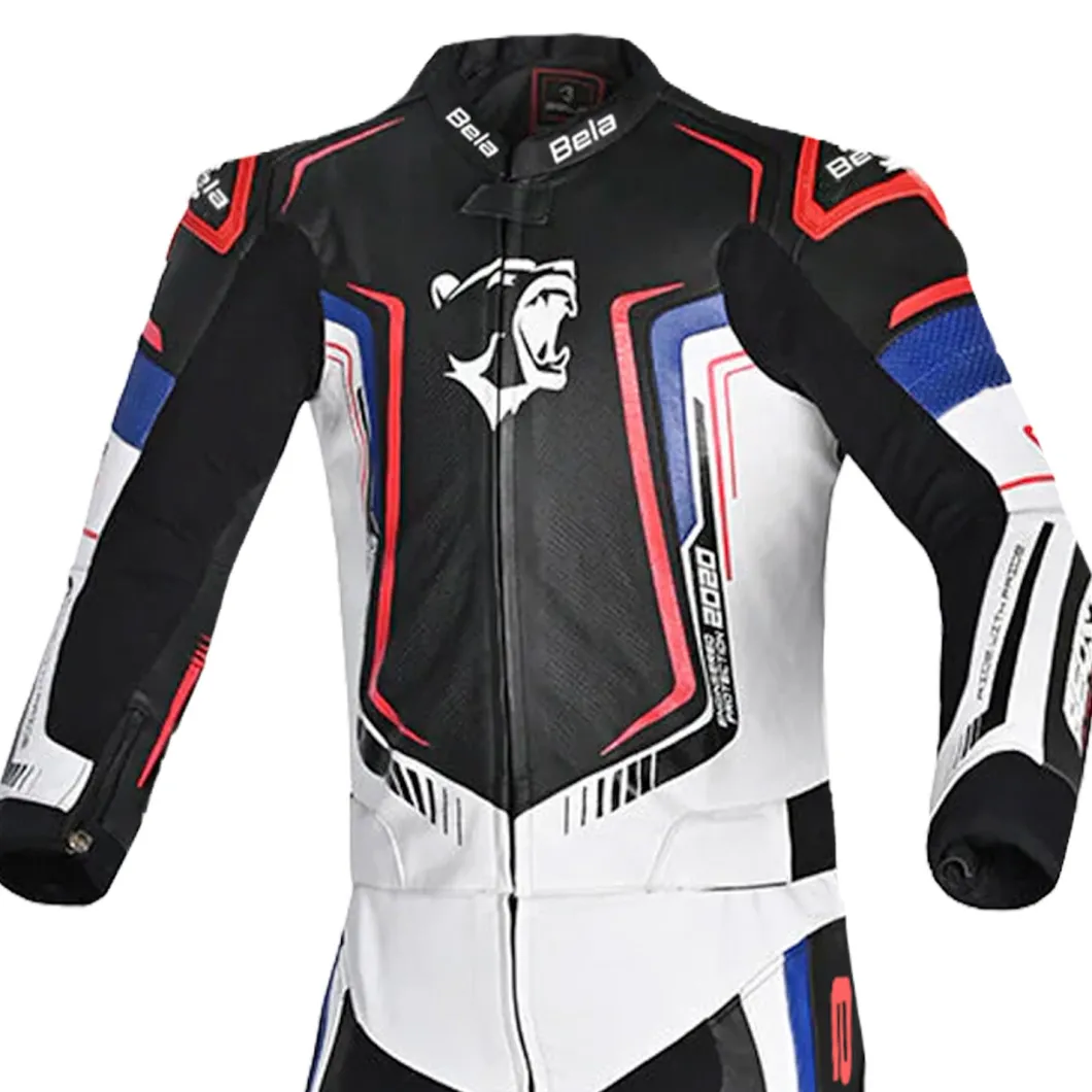 BELA BEAST 2 PC TUTA DI MOTO NERO BIANCO BLU ROSSO