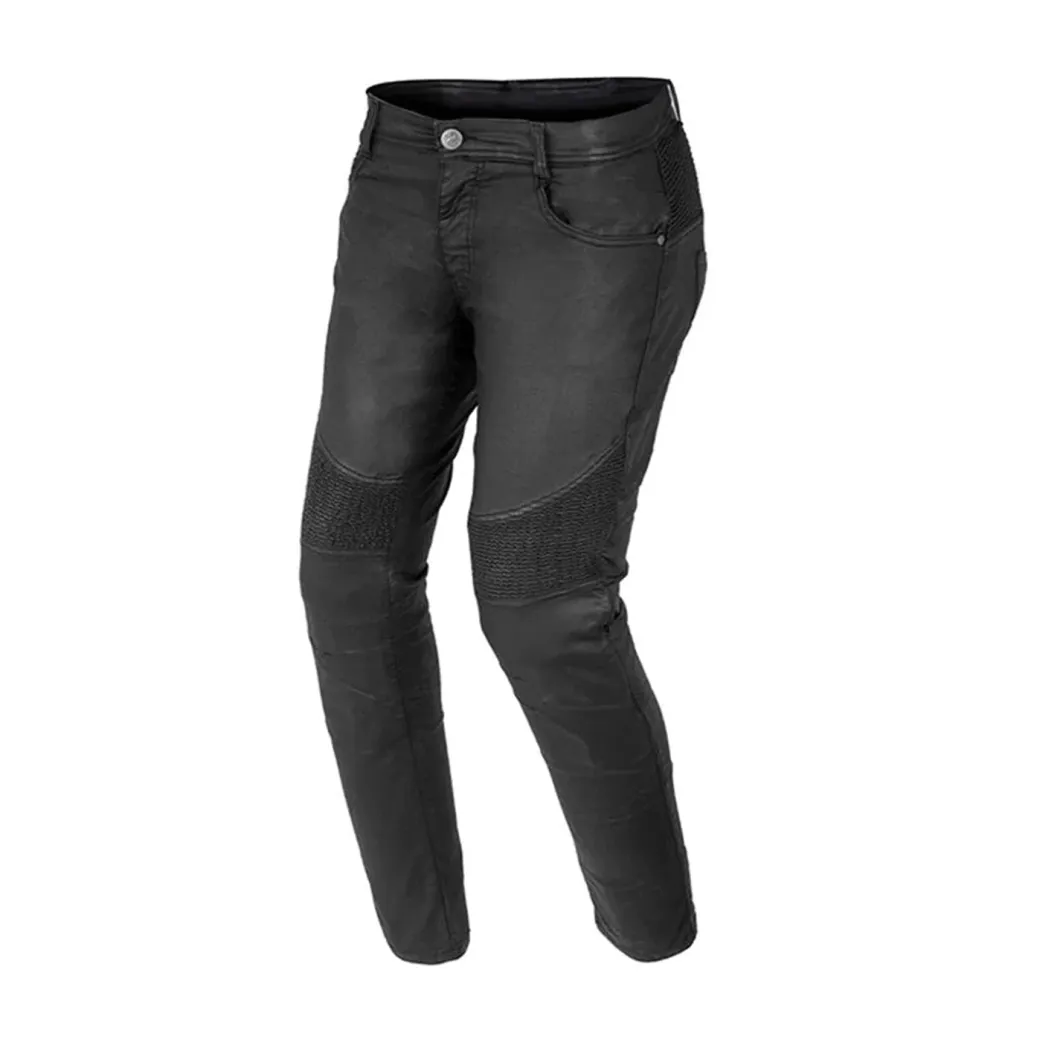 Bela Cat Women's Wax Coated Denim Pants Black