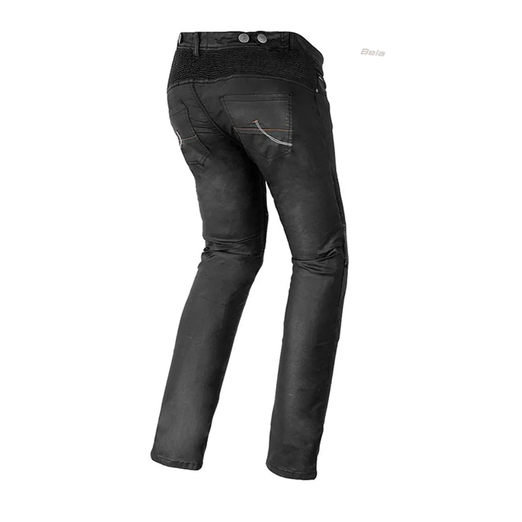Bela Cat Women's Wax Coated Denim Pants Black