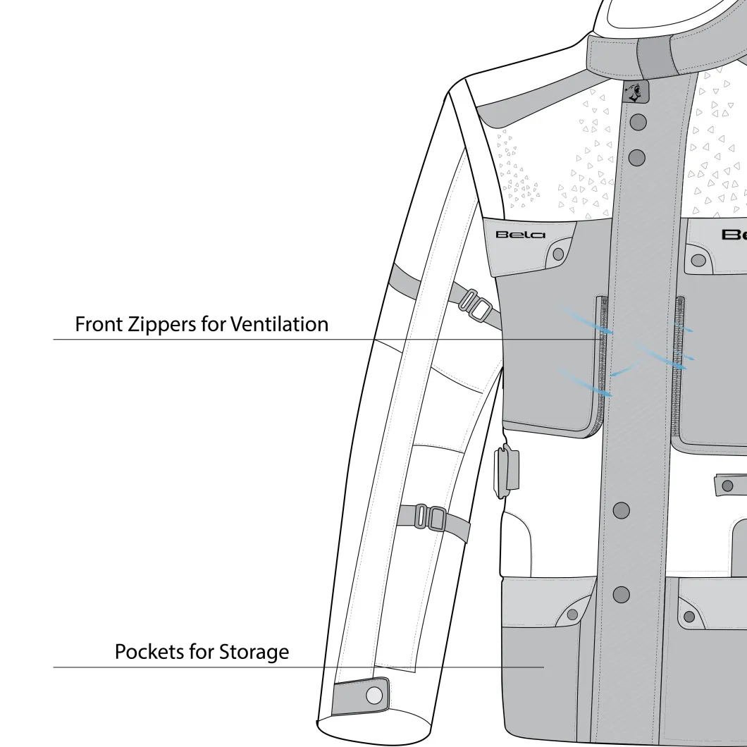 Bela Cross Road Extreme WP Three-Layer Motorcycle Jacket for Men Ice / Black / Grey (Removable Sleeves)