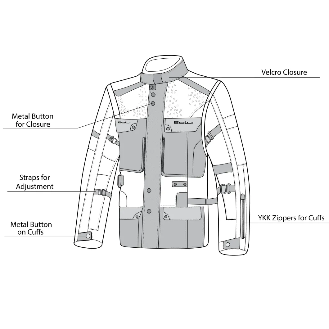 Bela Cross Road Extreme WP Three-Layer Motorcycle Jacket for Men Ice / Black / Grey (Removable Sleeves)