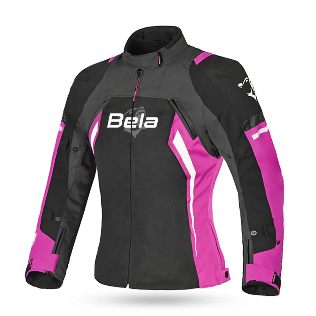 BELA ELANUR GIACCA DI MOTO DONNA NERO ANTRACITA ROSO