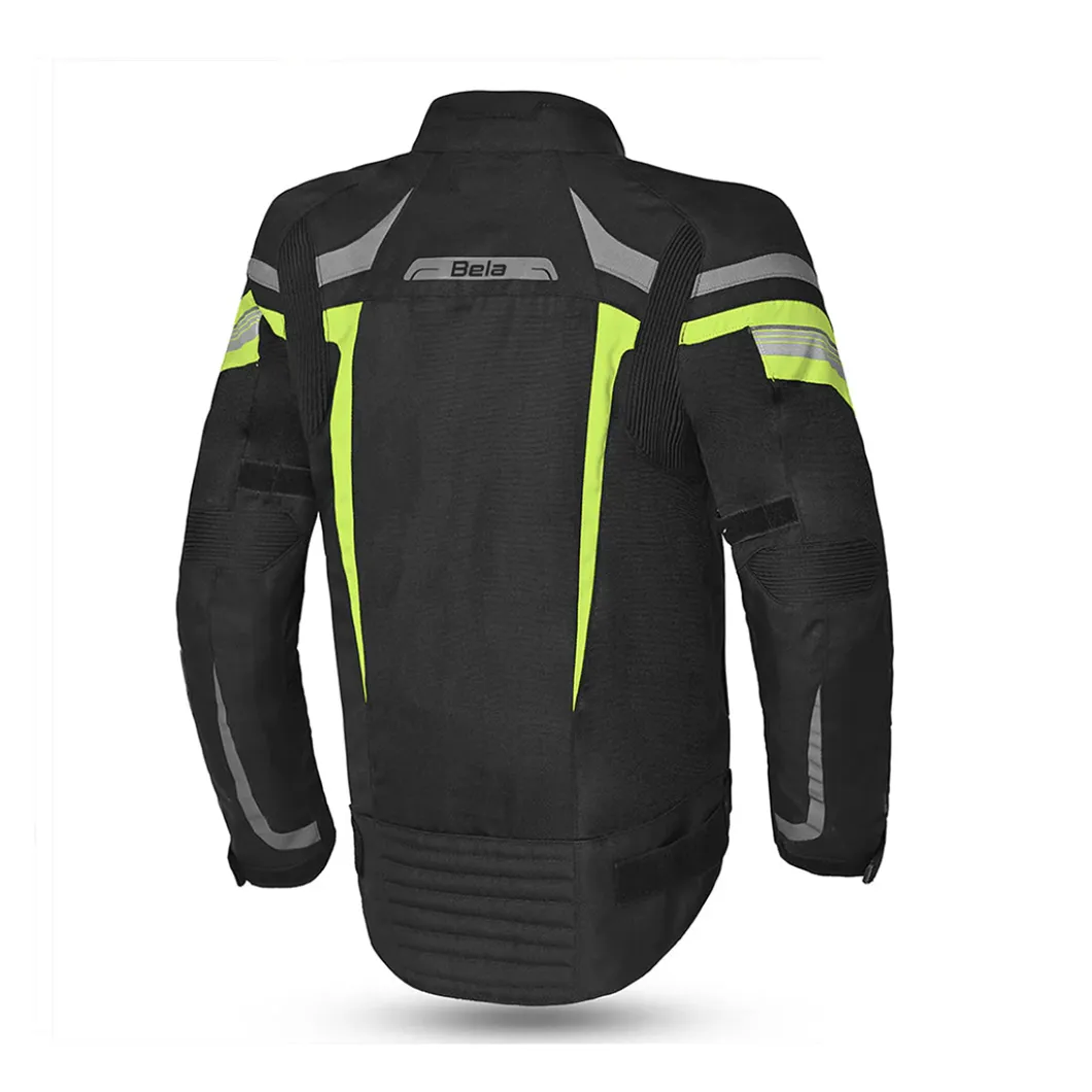 BELA HIGHLAND MEN'S MOTORCYCLE JACKET BLACK GREY AND YELLOW