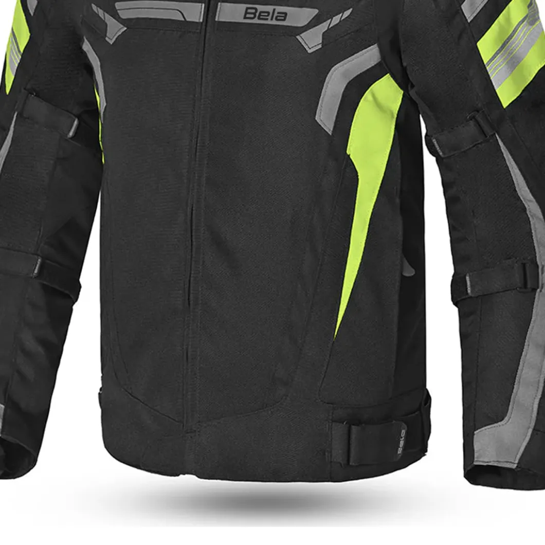 BELA HIGHLAND MEN'S MOTORCYCLE JACKET BLACK GREY AND YELLOW