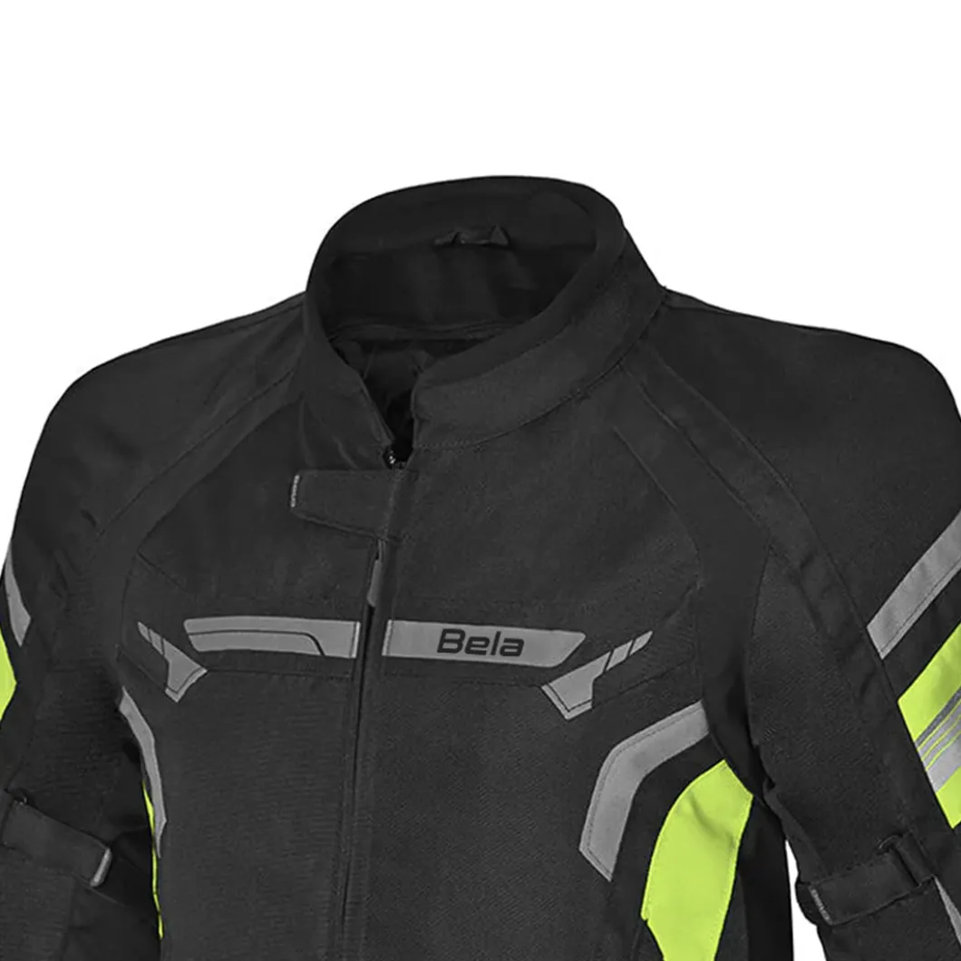 BELA HIGHLAND MEN'S MOTORCYCLE JACKET BLACK GREY AND YELLOW