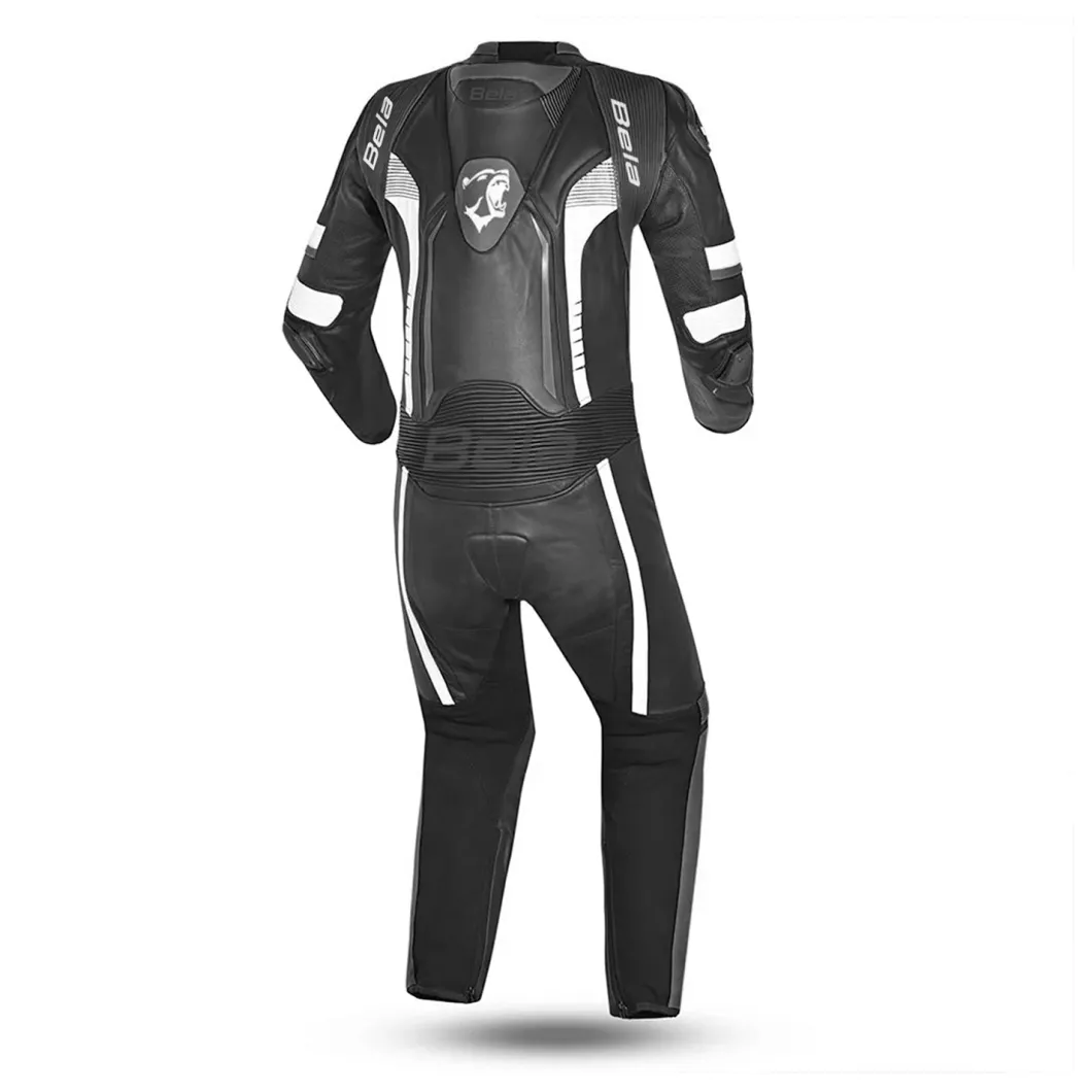 BELA Mono 1 PC X Race Leather Motorcycle Suit Black White