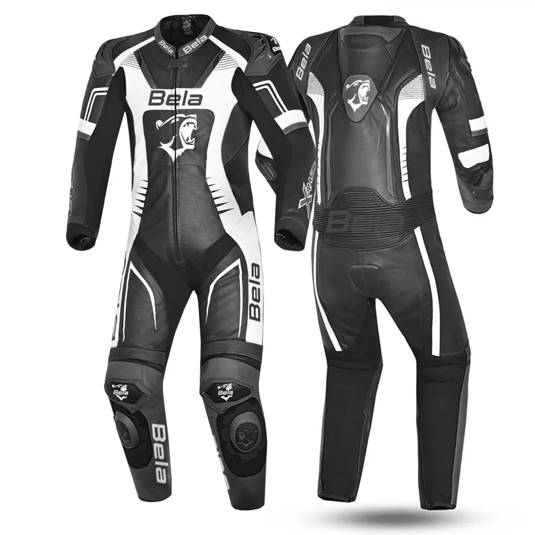 BELA Mono 1 PC X Race Leather Motorcycle Suit Black White