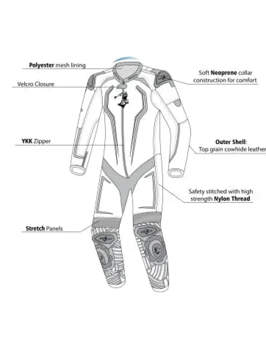 BELA NorthStar 1PC Motorcycle Racing Suits Black White Yellow