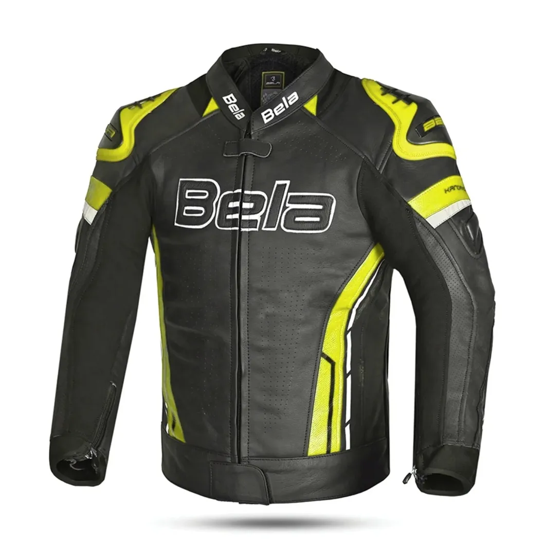 Bela Rocket Black Yellow Men's Jacket (Kangaroo Leather Mix)
