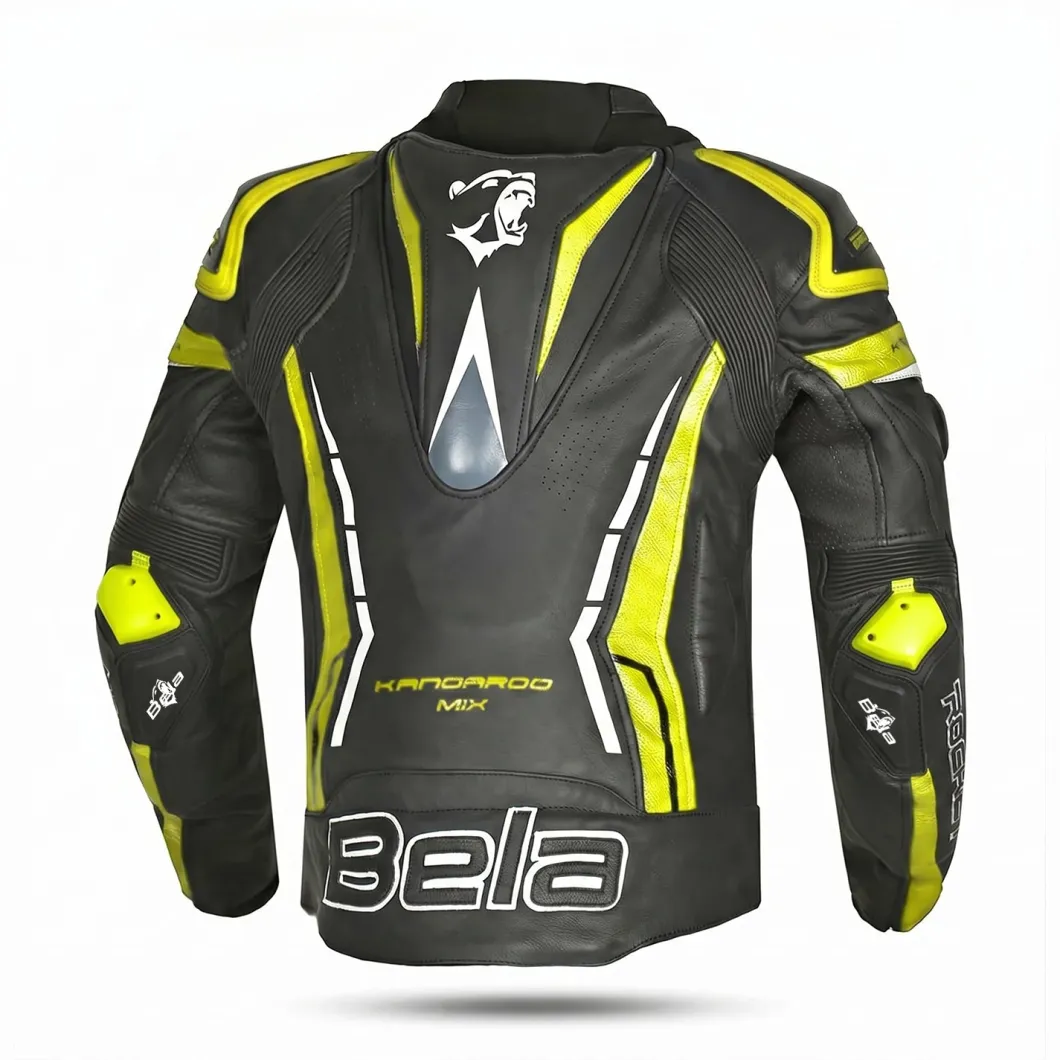 Bela Rocket Black Yellow Men's Jacket (Kangaroo Leather Mix)
