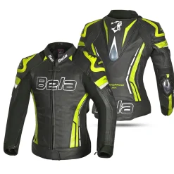 Bela Rocket Black Yellow Women's Jacket (Kangaroo Leather Mix)