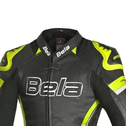 Bela Rocket Black Yellow Women's Jacket (Kangaroo Leather Mix)