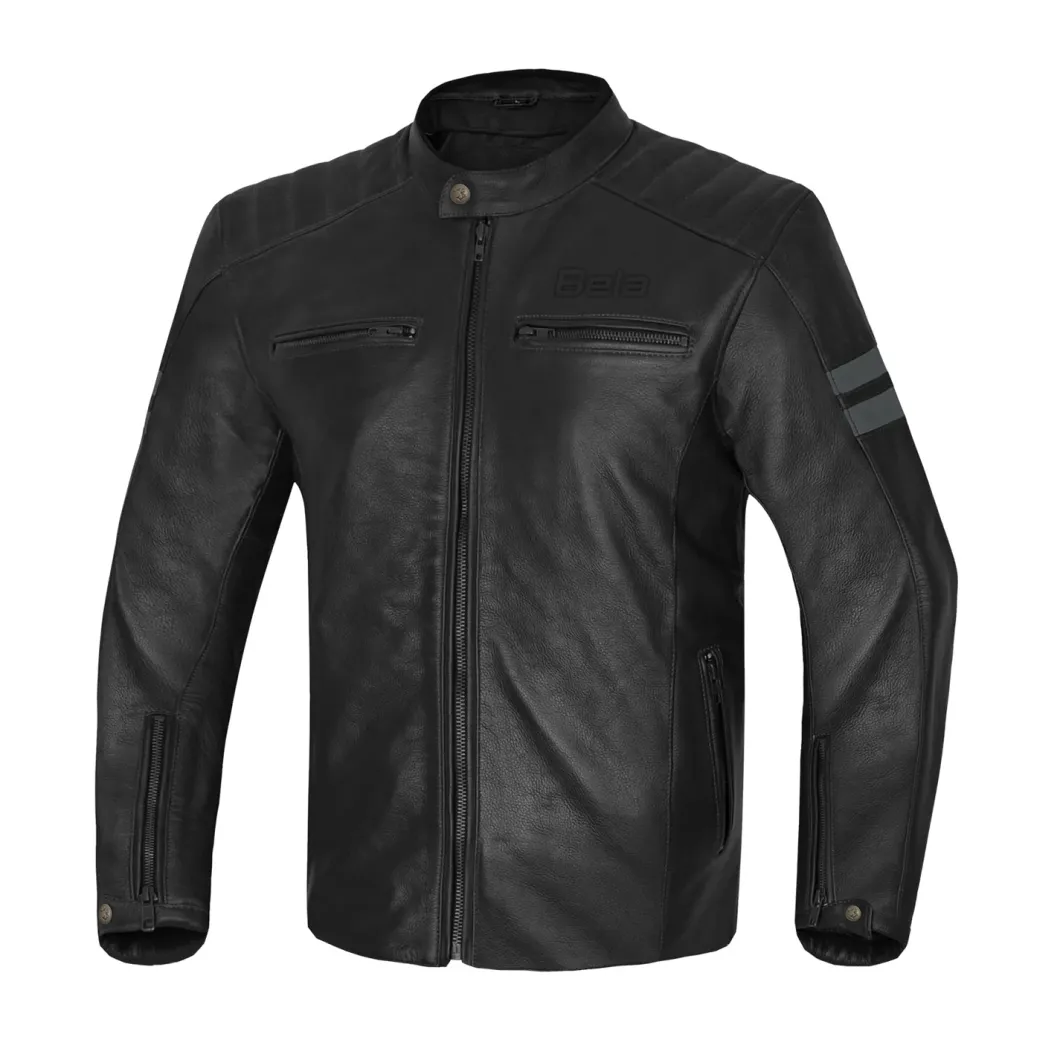 BELA STARK GIACCA DI MOTO IN PELLE GRIGIO SCURO ANTRACITE