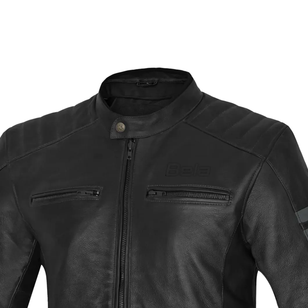 BELA STARK GIACCA DI MOTO IN PELLE GRIGIO SCURO ANTRACITE