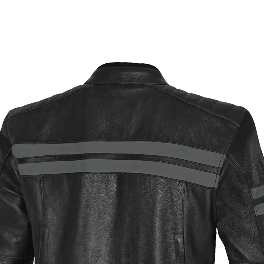 BELA STARK GIACCA DI MOTO IN PELLE GRIGIO SCURO ANTRACITE