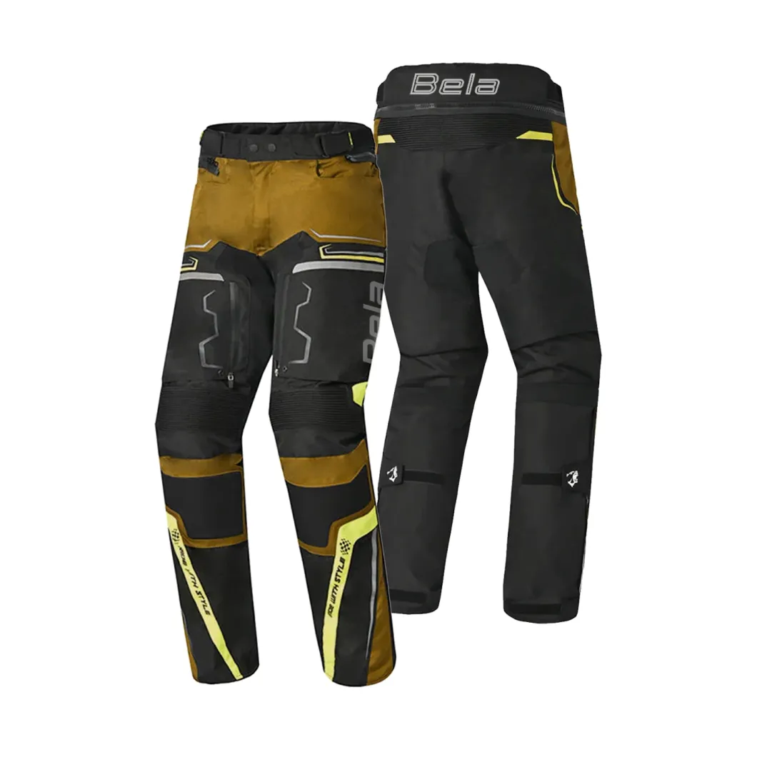 Bela Watson Touring Motorcycle Pants Black/Brown/Fluorescent Yellow/White