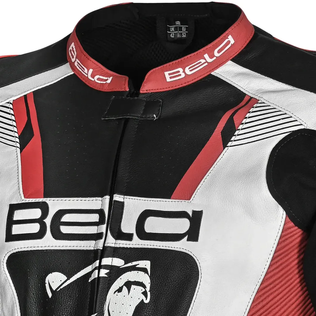 BELA X RACE GIACCA DI MOTO PELLE UOMO NERO BIANCO ROSSO