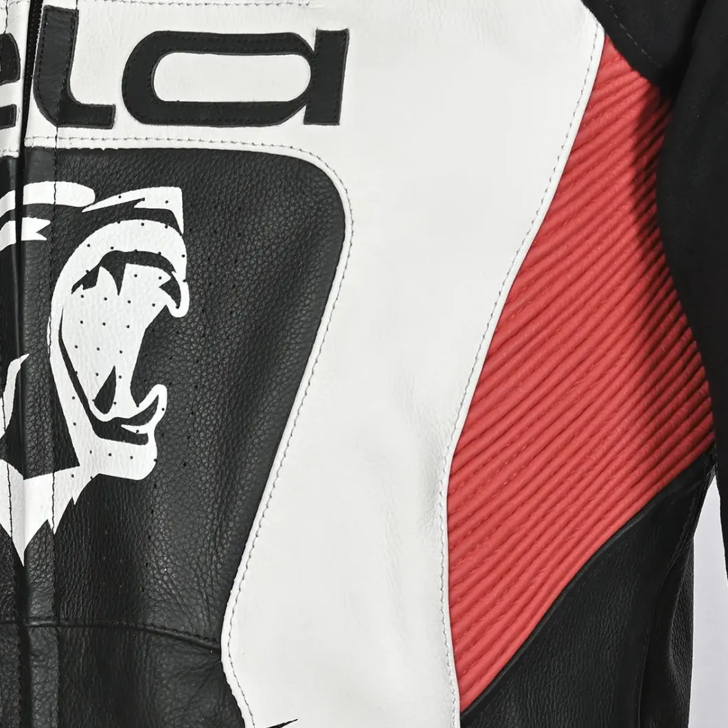 BELA X RACE GIACCA DI MOTO PELLE UOMO NERO BIANCO ROSSO