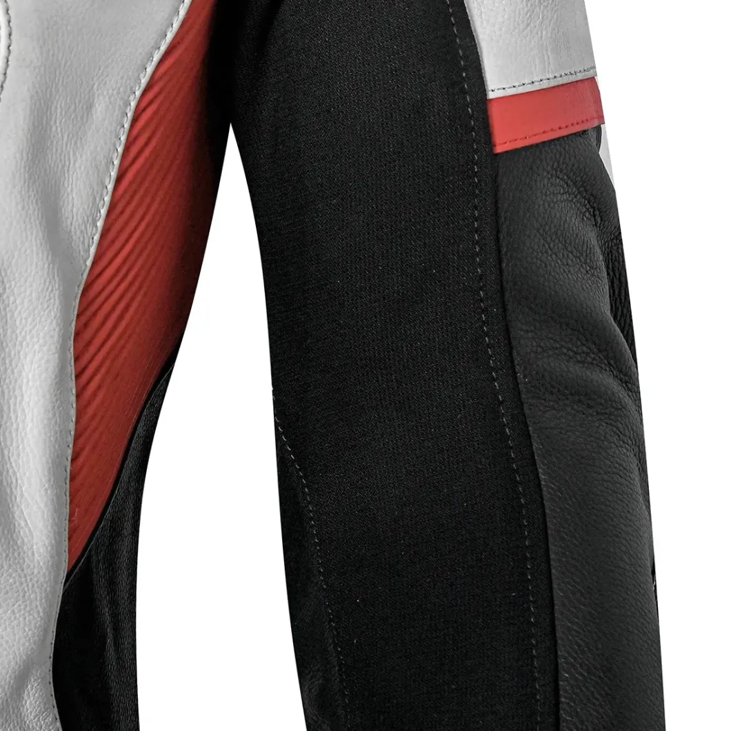 BELA X RACE GIACCA DI MOTO PELLE UOMO NERO BIANCO ROSSO