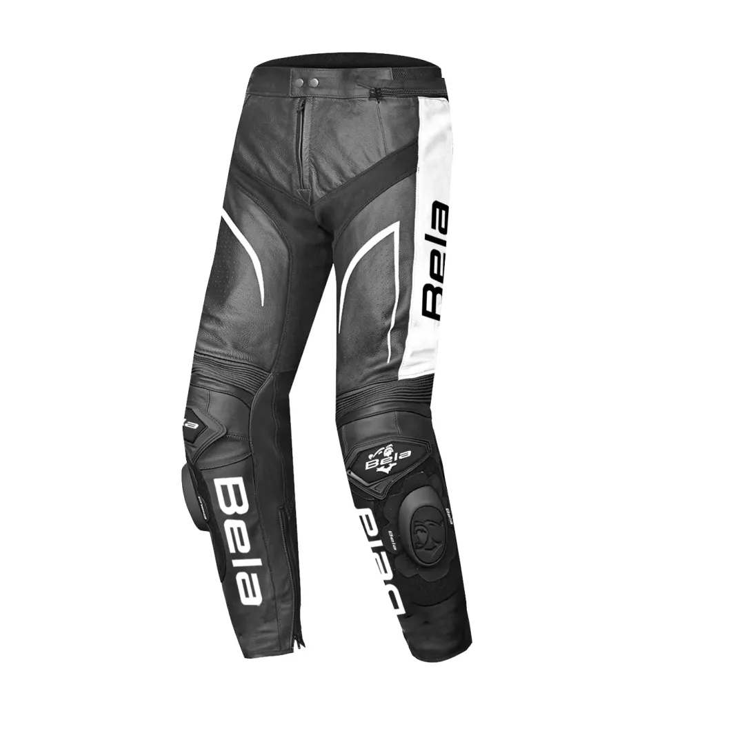 BELA X RACE PELLE PANTALONI DI MOTO UOMO ANTRA NERO BIANCO