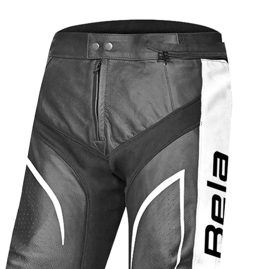 BELA X RACE PELLE PANTALONI DI MOTO UOMO ANTRA NERO BIANCO