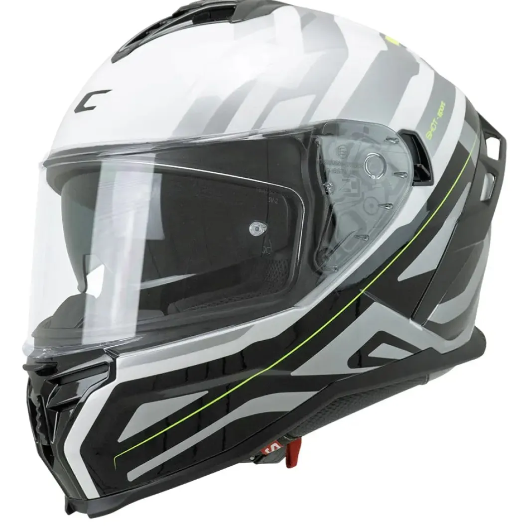 CGM SHOT VILLAIN 363G CASCHI INTEGRALE DA MOTO BIANCO NERO GIALLO FLUORO