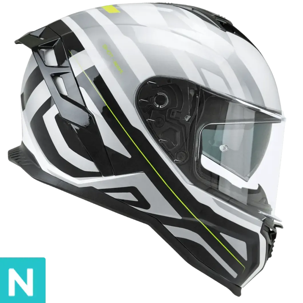 CGM SHOT VILLAIN 363G CASCHI INTEGRALE DA MOTO BIANCO NERO GIALLO FLUORO