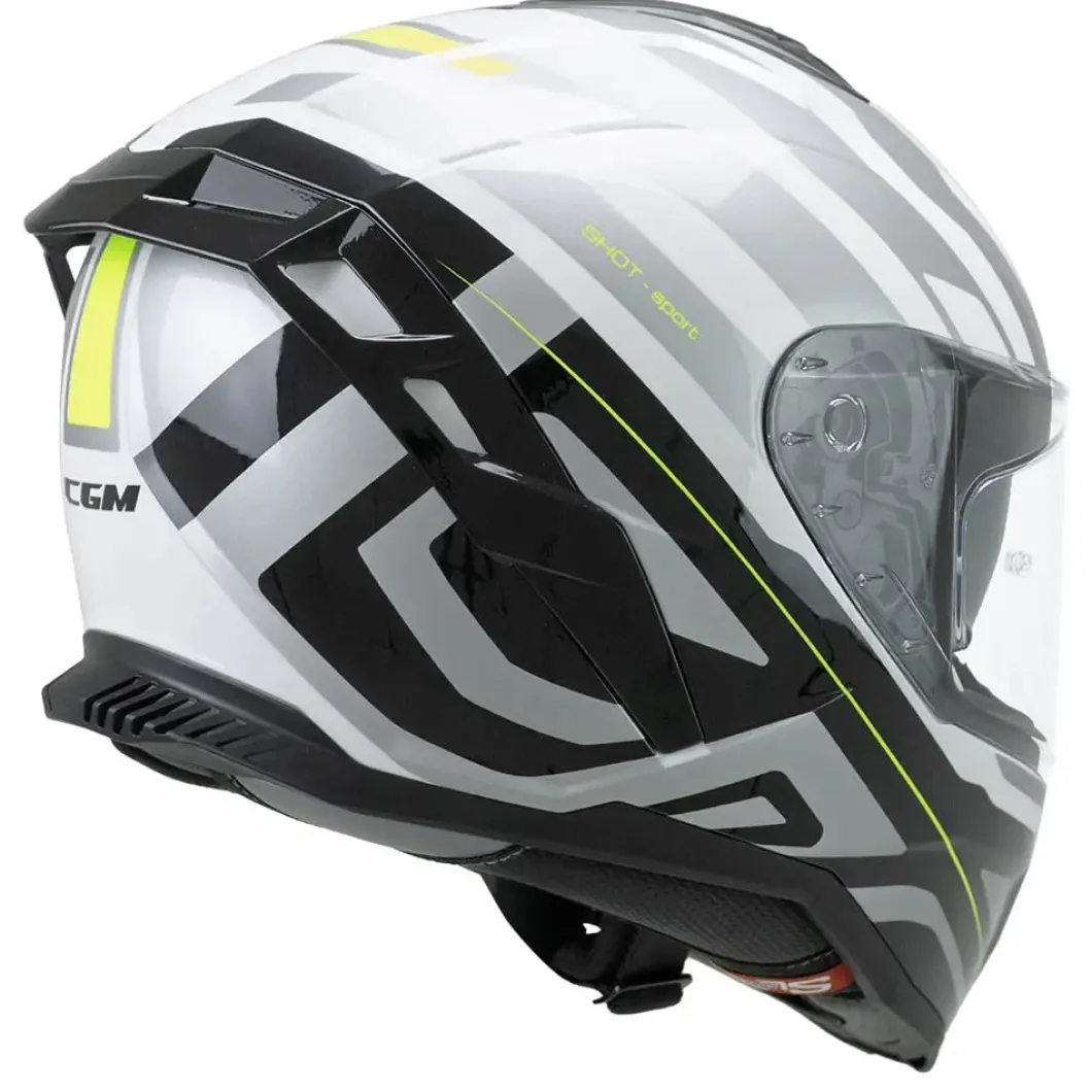 CGM SHOT VILLAIN 363G CASCHI INTEGRALE DA MOTO BIANCO NERO GIALLO FLUORO