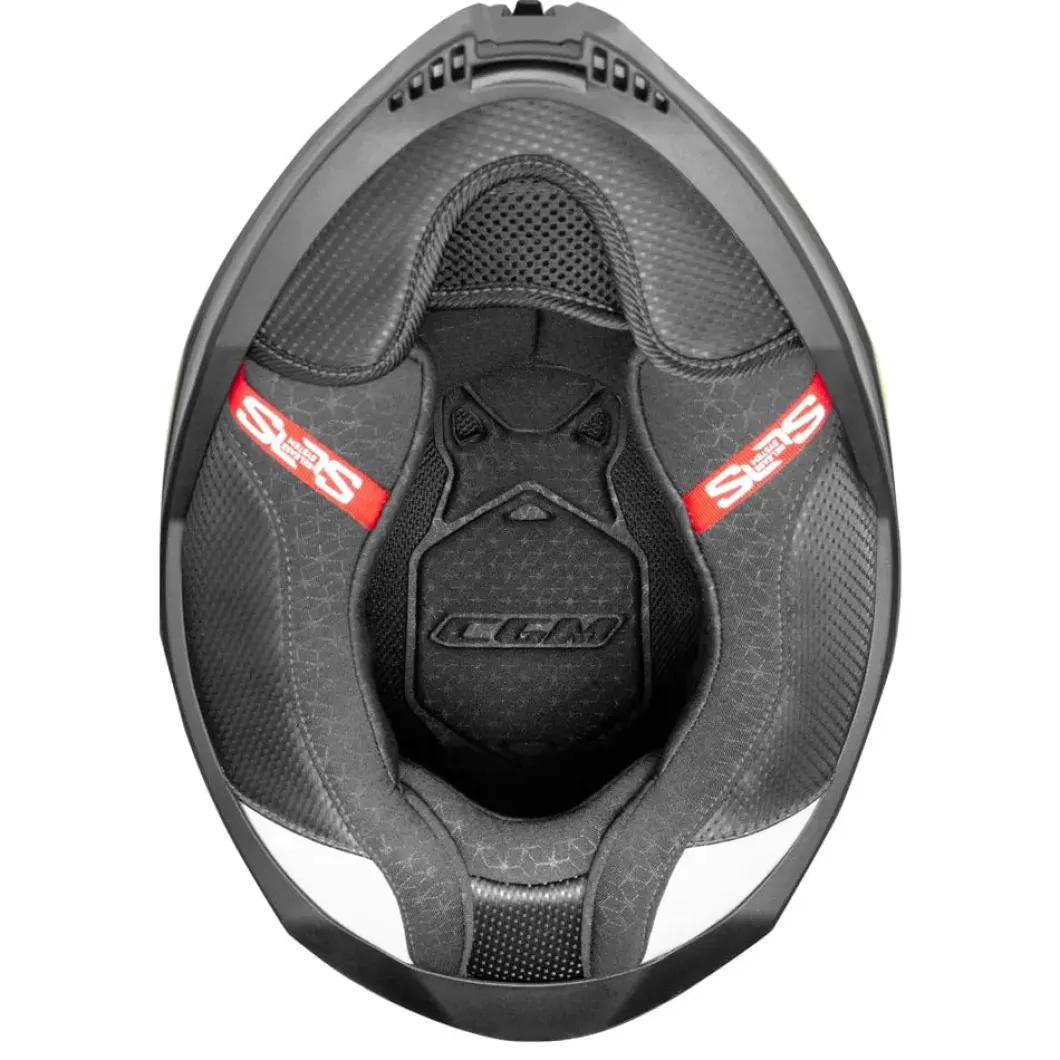 CGM SHOT VILLAIN 363G CASCHI INTEGRALE DA MOTO BIANCO NERO GIALLO FLUORO