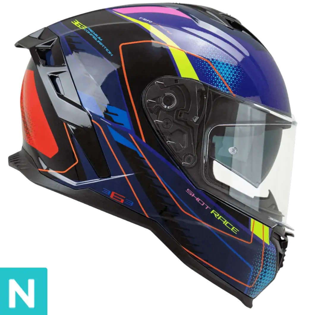 CGM SHOT VILLAIN 363G CASCHI INTEGRALE DA MOTO BLU VIOLA ROSSO