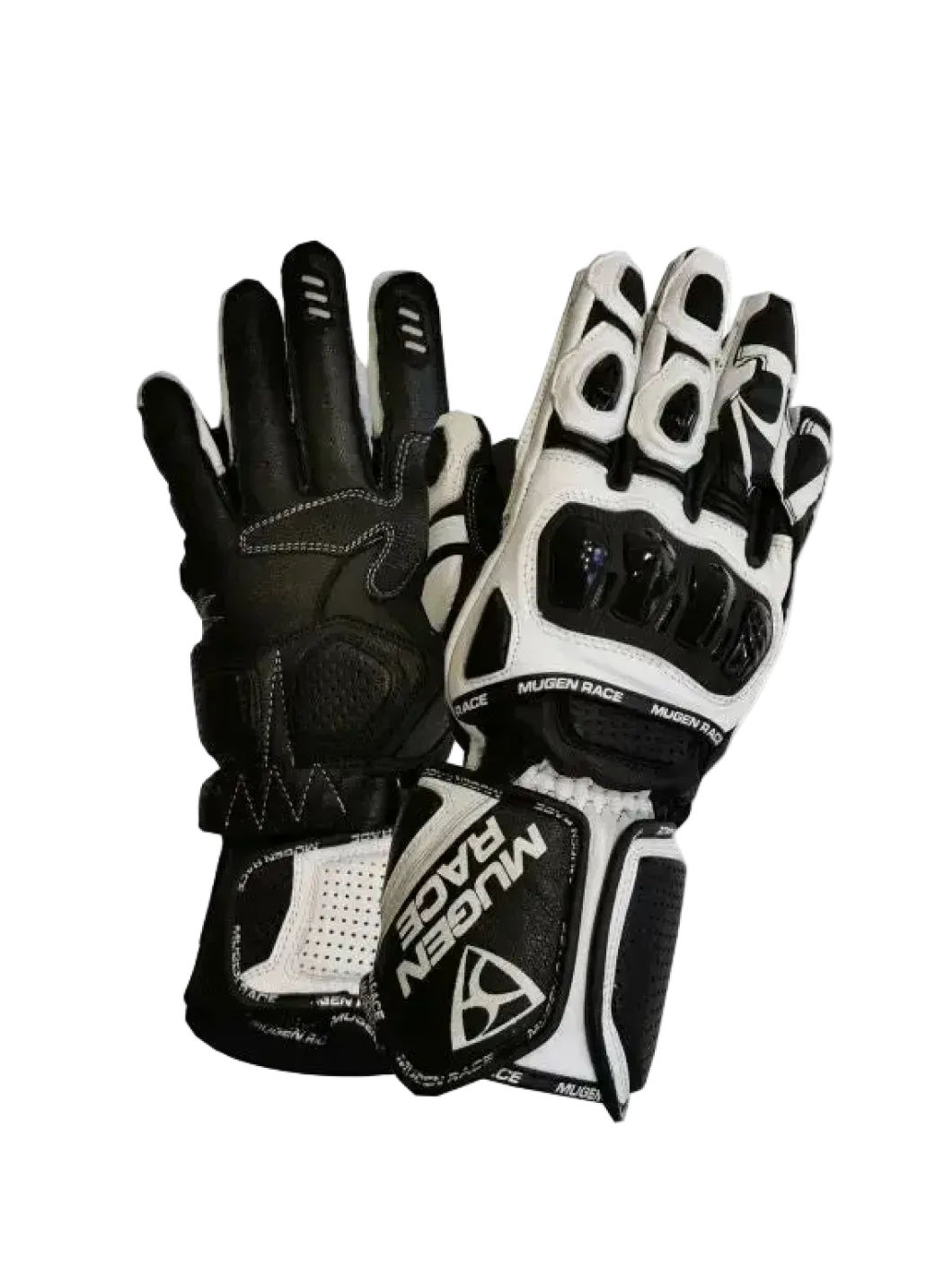 MUGENRACE CHILI Sport Motorcycle Leather Gloves White Black