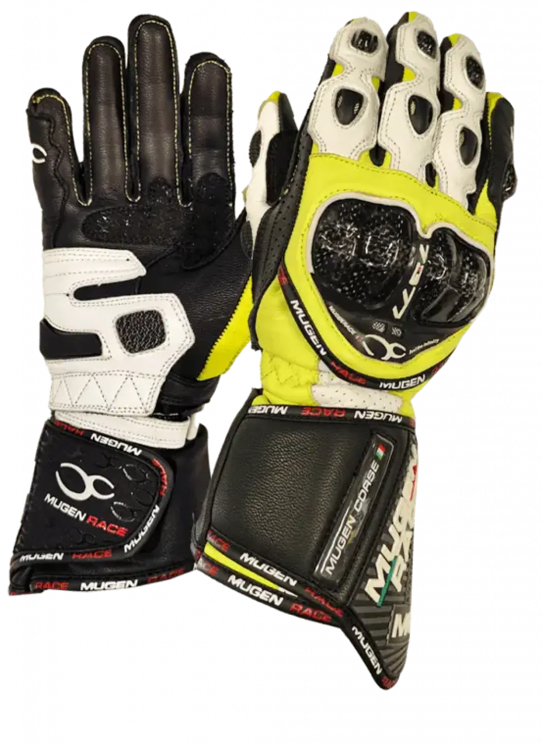 MUGENRACE G-MNR-1461 BORNEW Sports Motorcycle Leather White Neon