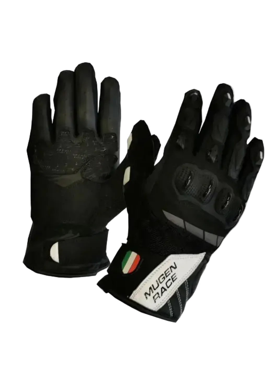 MUGENRACE G-MNR-2069 MIA Short Motorcycle Gloves Black White