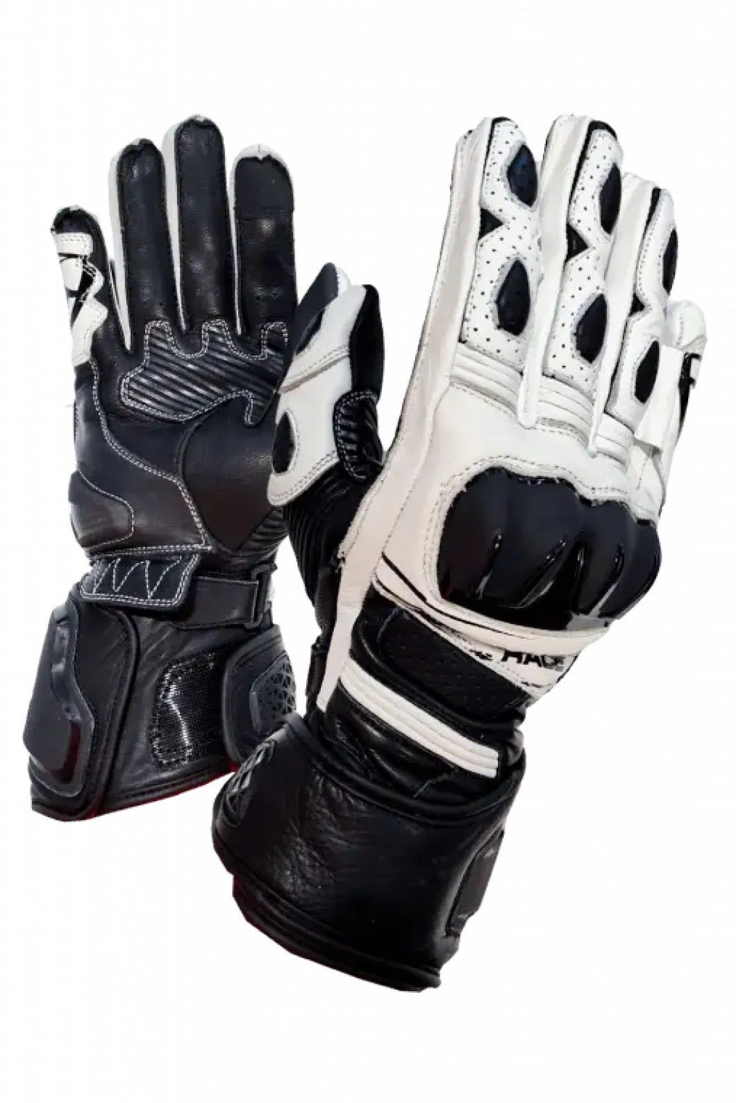 MUGENRACE G-MNR-2481 SPORT LINE Motorcycle Leather Gloves Black White