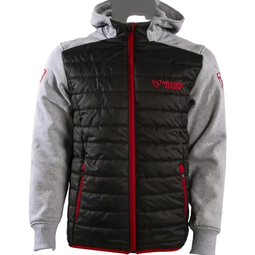 MUGENRACE H-MNR-2492 Zip-Up Hoodie Grey Red