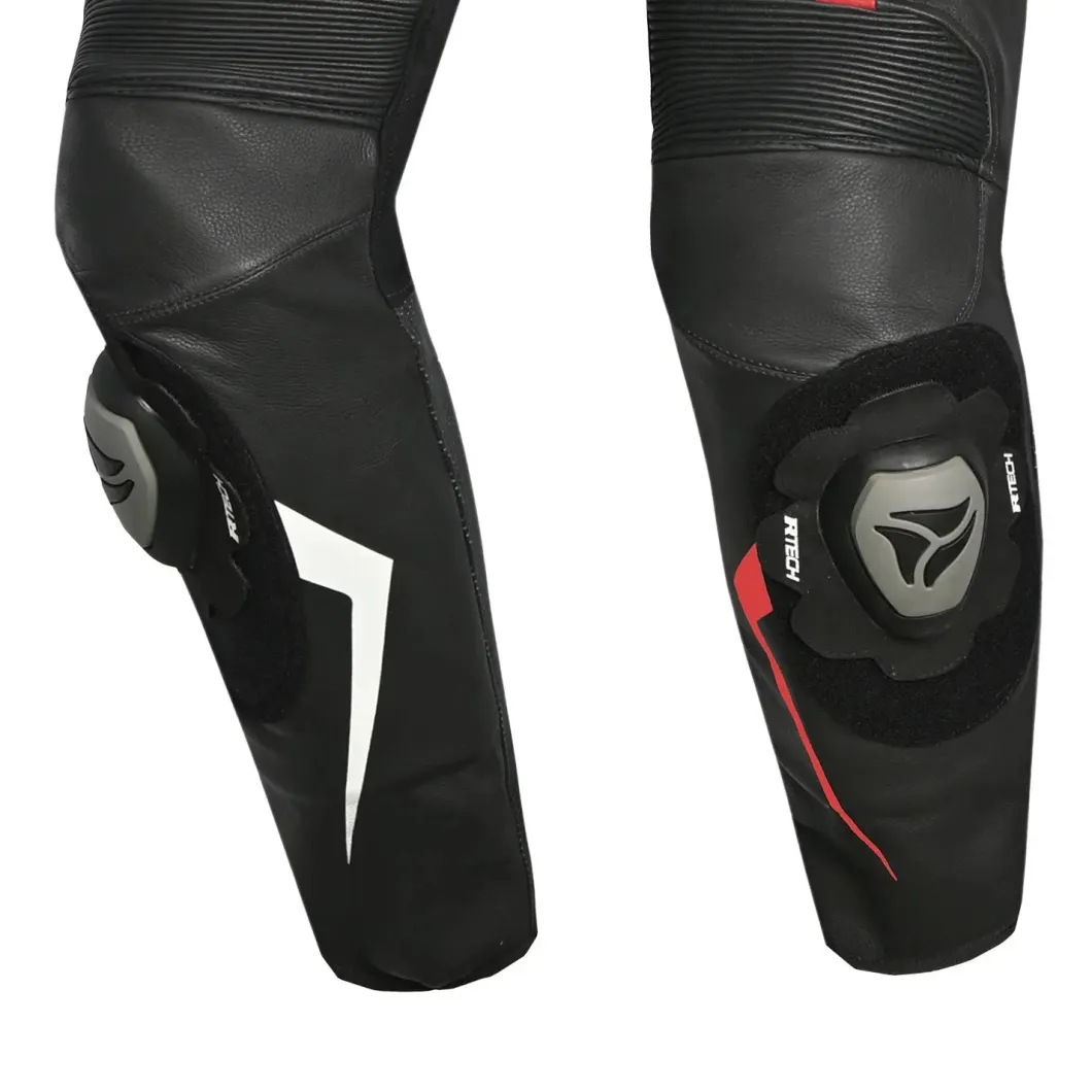 R-Tech Defender GP Full-Leather Racing Motorcycle Suit Black/White/Red
