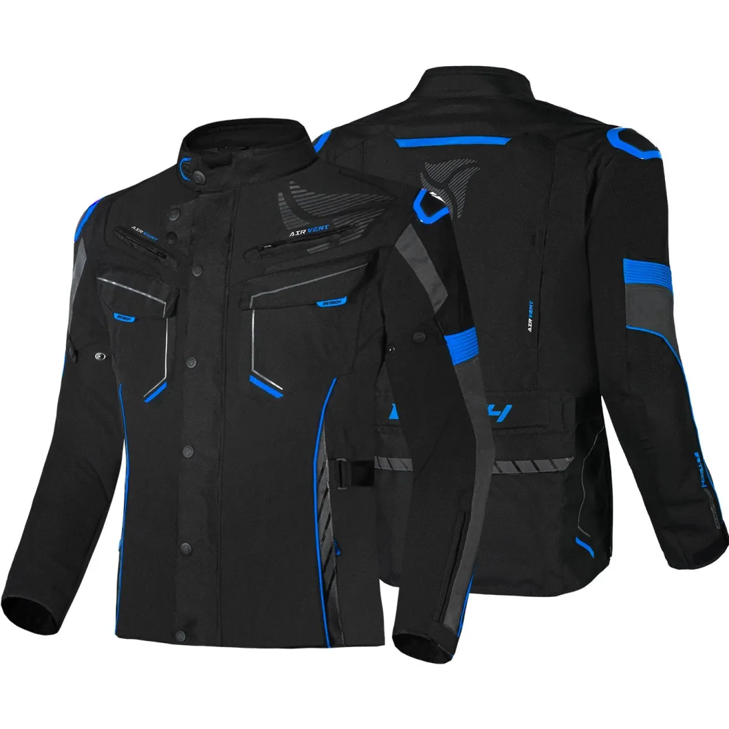 R-TECH KNIGHT RIDER GIACCA DI MOTO 3 IN 1 UOMO TESSUTO LUNGA NERO ANTRACITE BLU