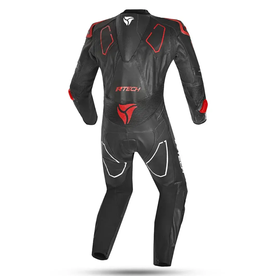 R-Tech rising Kangaroo Mix star Full-Leather Racing Motorcycle Suit Black/White and Red