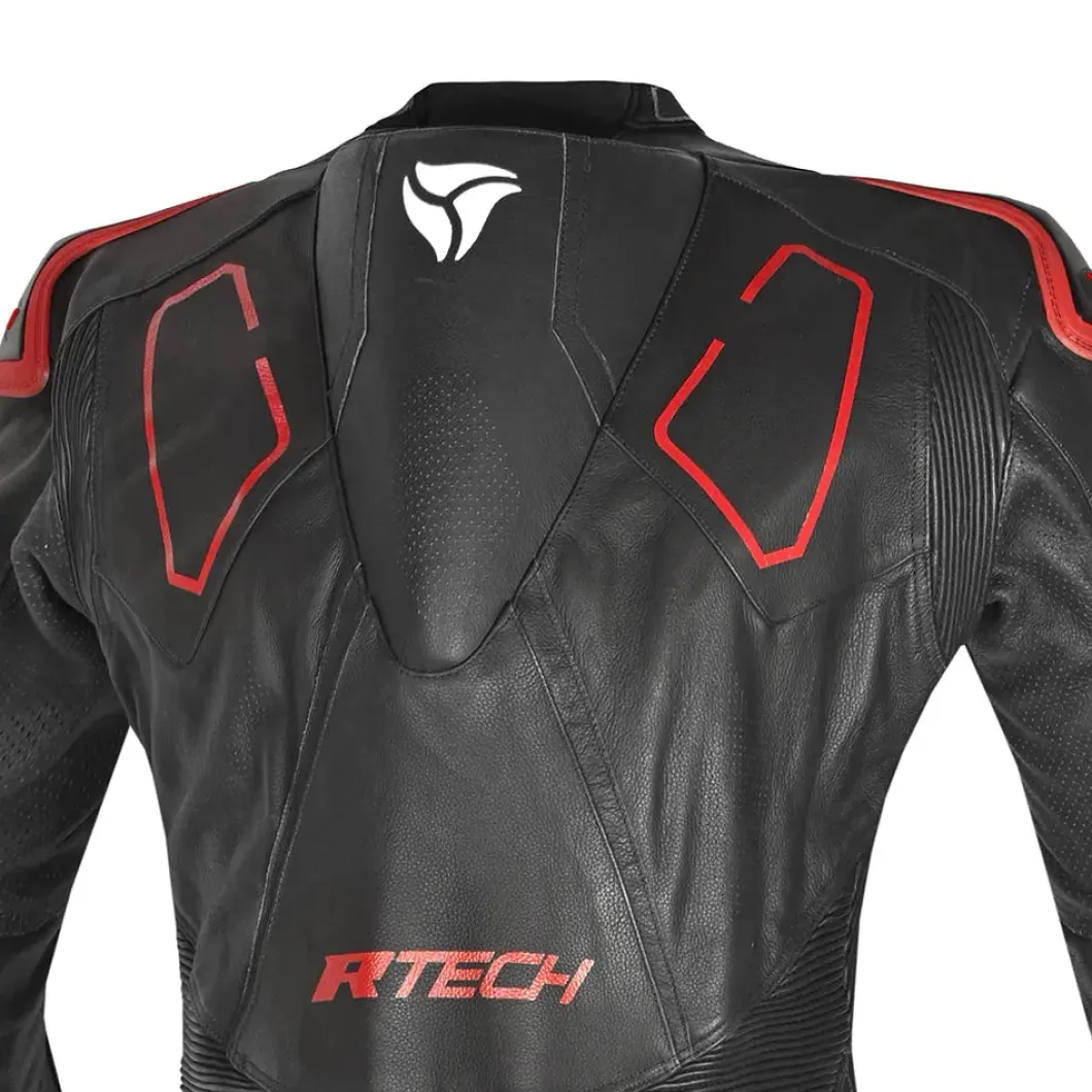 R-Tech rising Kangaroo Mix star Full-Leather Racing Motorcycle Suit Black/White and Red