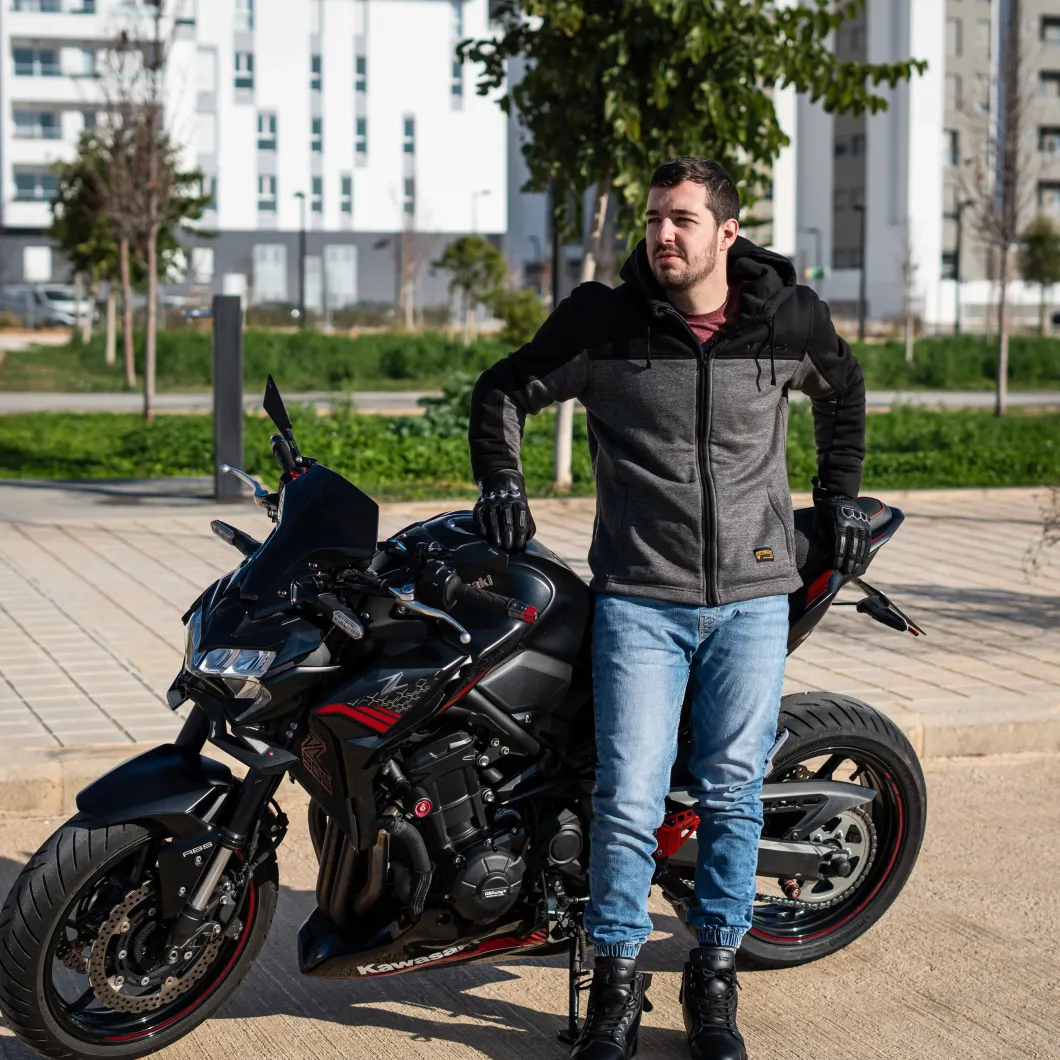 R-TECH Suspension Hooded Sweatshirt Protection Black Grey Red