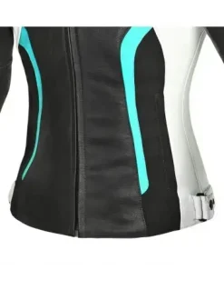 R-TECH - Tom Rider Women's Leather Jacket Black/White/Turquoise