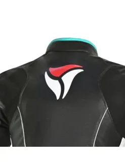 R-TECH - Tom Rider Women's Leather Jacket Black/White/Turquoise